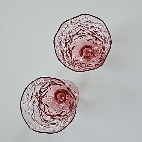 Seneca Driftwood Dark Pink Footed Water Goblets, S/2 - Picture 3 of 4